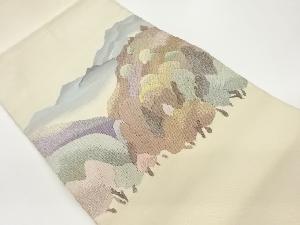 綴れ木々模様織出し名古屋帯